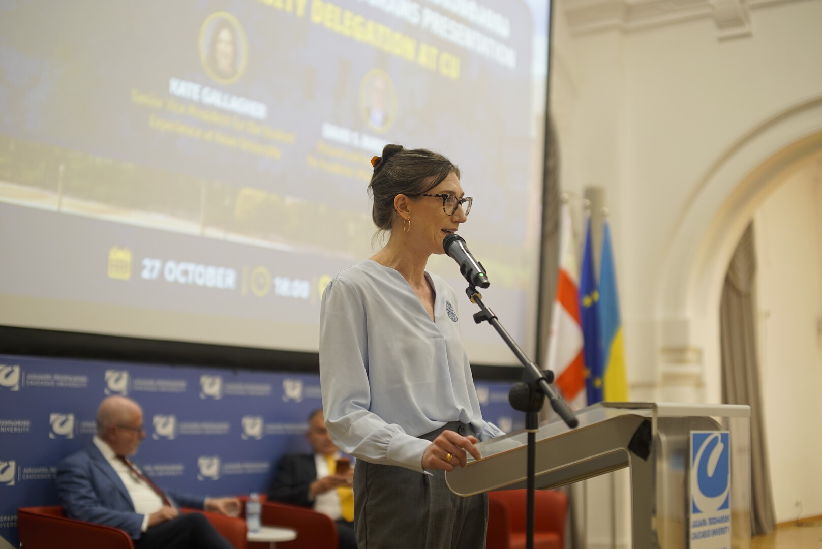 ქეინის უნივერსიტეტის წარმომადგენლები კავკასიის უნივერსიტეტში - ერთობლივი პროგრამების პრეზენტაცია