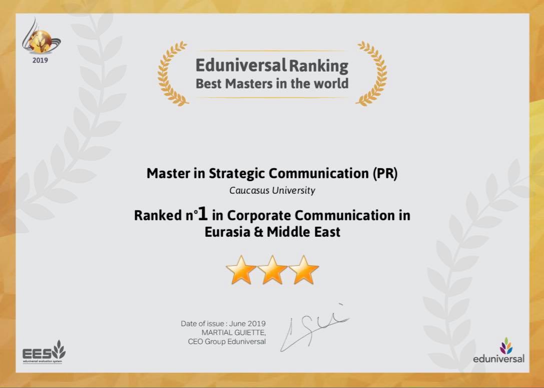 CAUCASUS UNIVERSITY MASTER’S DEGREE PROGRAMS IN EDUNIVERSAL RANKING